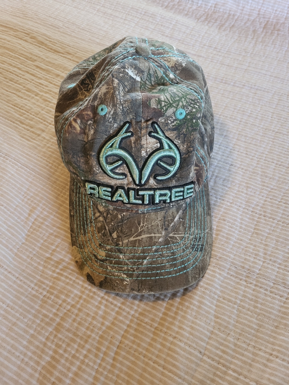 Realtree Camo Hat with Teal Accent Stitching